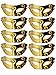 Retro Masquerade Mask Mardi Gras Costume Party Supply(Pack Of 10) Black and Gold