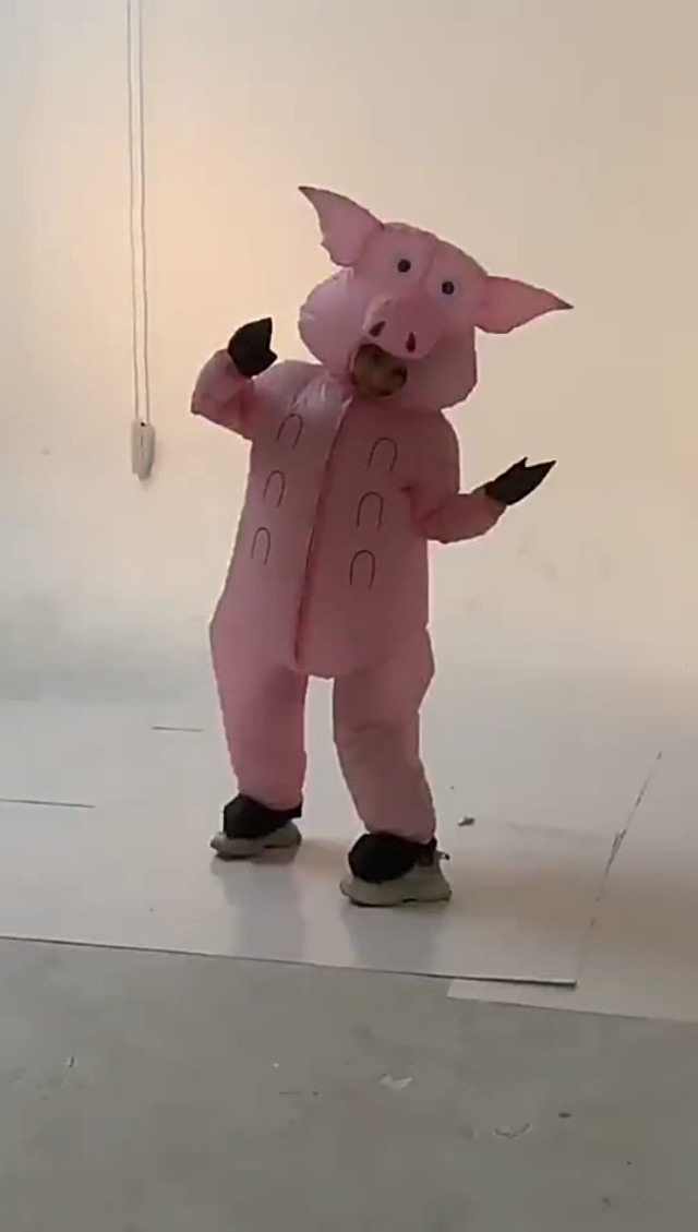 Keenso Costume da Bambola Gonfiabile, Vestito da Maiale Rosa, Molto Divertente per Eventi Familiari, Ideale per Feste di Pasqua, Tessuto in Poliestere 190T