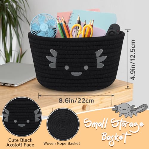 Image of Small Storage Basket for Nursery, Cute Baby Cotton Rope Basket, Animal Storage Bins, Axolotl Decor Towel Decor Storage Cat Dog Bins, 8.6 inch D x 4.9 inch H IN