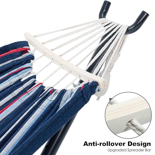 Image of GAFETE Double Hammocks with Stand for Outside, Max 600lbs, (Night) | Upgraded Spreader Bar, 9FT Heavy Duty & Space Saving Stand, Easy Assemble, Convenient Side Pocket, Indoor & Outdoor, Patio