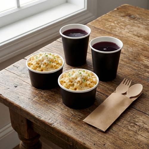 Image of Coppetta 3 Ounce Paper Cups, 200 Durable To Go Cups - Lids Sold Separately, Disposable, Black Paper Dessert Cups, Freezable, For Cafes And Restaurants - Restaurantware