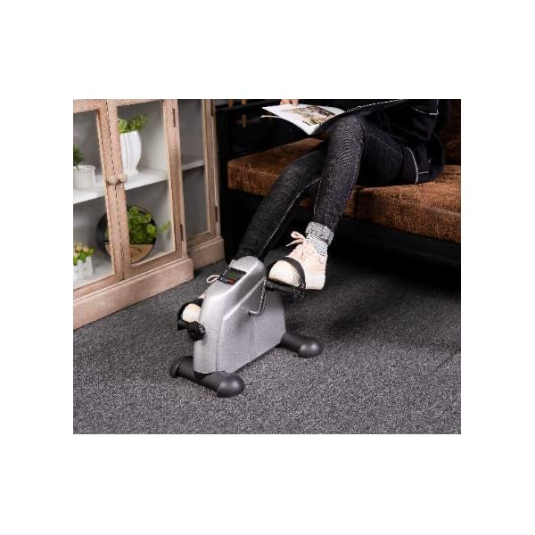 Rhene-Portable-Mini-Exercise-Bike-Arm-and-Leg-Exercise-Equipment-Cycle-with-Digital-LCD-Screen-Display-Under-Desk-Bike Rhene Portable Mini Exercise Bike, Pedal Exerciser Foot Cycle, Arm and Leg Exercise Equipment Cycle with Digital LCD Screen Display, Under Desk Bike (Sliver)