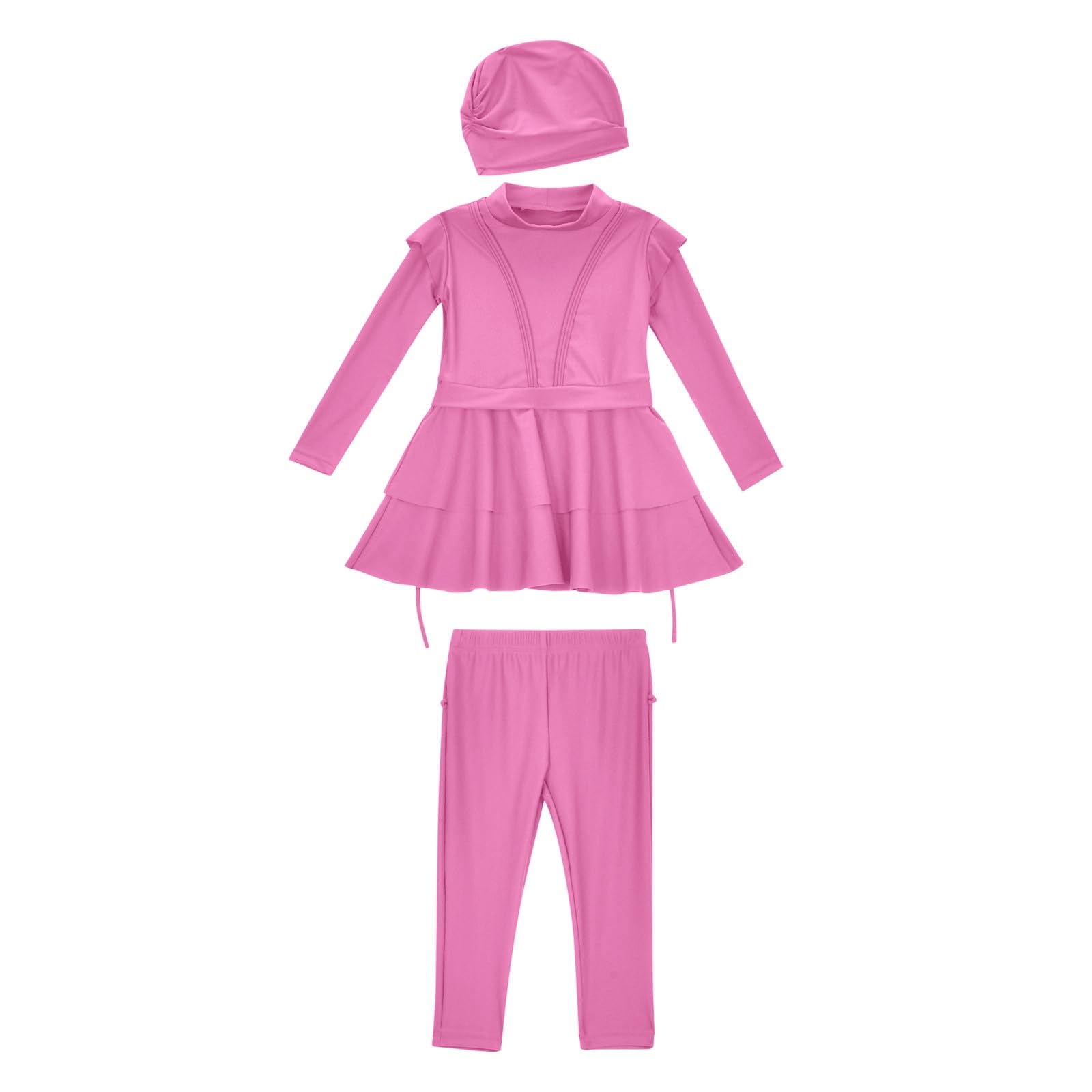 Maillot de Bain Fille 10 Ans Maillot de Bain Musulman 3 pièces pour Filles, Couverture complète, Hijab, Burkini, Maillot de Bain Arabe, Tenue de Plage, Haut, Pantalon, Casquette