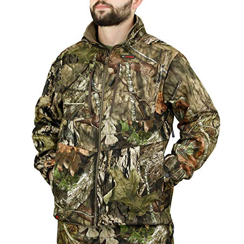 Image of Mossy Oak Sherpa Fleece Lined Camo Hunting Jacket for Men