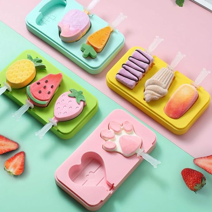 DIY kreative Ice Cream Form wiederverwendbar, 2er-Pack Eisformen, Silikon-Eis am Stiel-Formen-Set mit Deckel, for Erwachsene