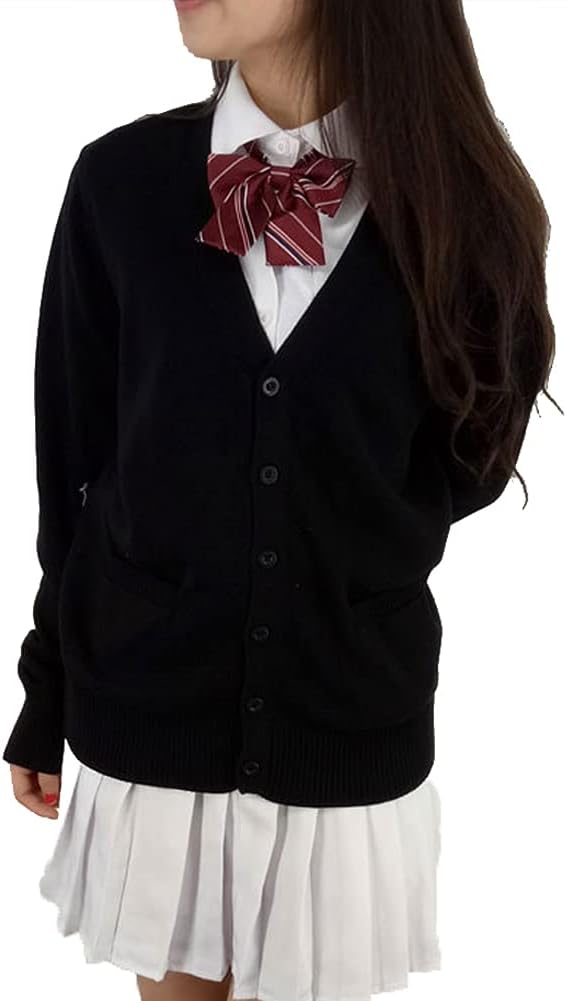 Blostirno Women's Cardigan School Uniform Sweater Cardigans V-Neck Long Sleeve Button Down Knit with Pockets - Image 6
