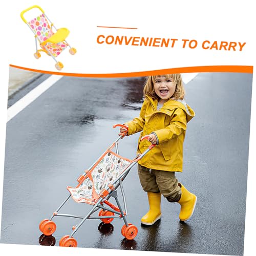 Carrito de muñecas para niñas con accesorios de cochecito compacto 7