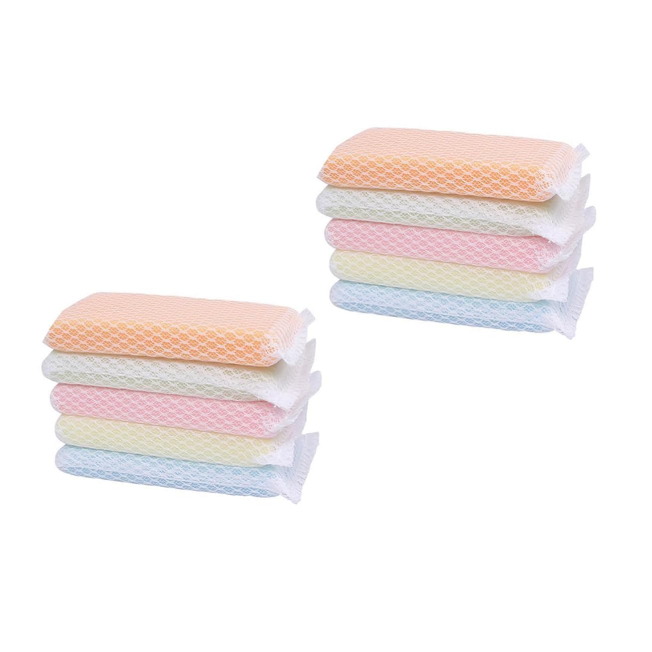NIYANGLE Effortless Cleaning 10 Pack Dishwashing Sponge Double-Sided Scouring Pads Quick Bubble Release Easy to Grip Random