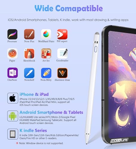 Image of Active Stylus Pen for Touch Screens,Dual Pen Tips for Drawing Writing,High Precise Universal Digital Pencil for A-pple i-Phone 17 /16 /15 /14 /13 /12 /11 /X, i-Pad Air /Pro /Mini,Tablet /Phone /Sam-Sung /K-indle