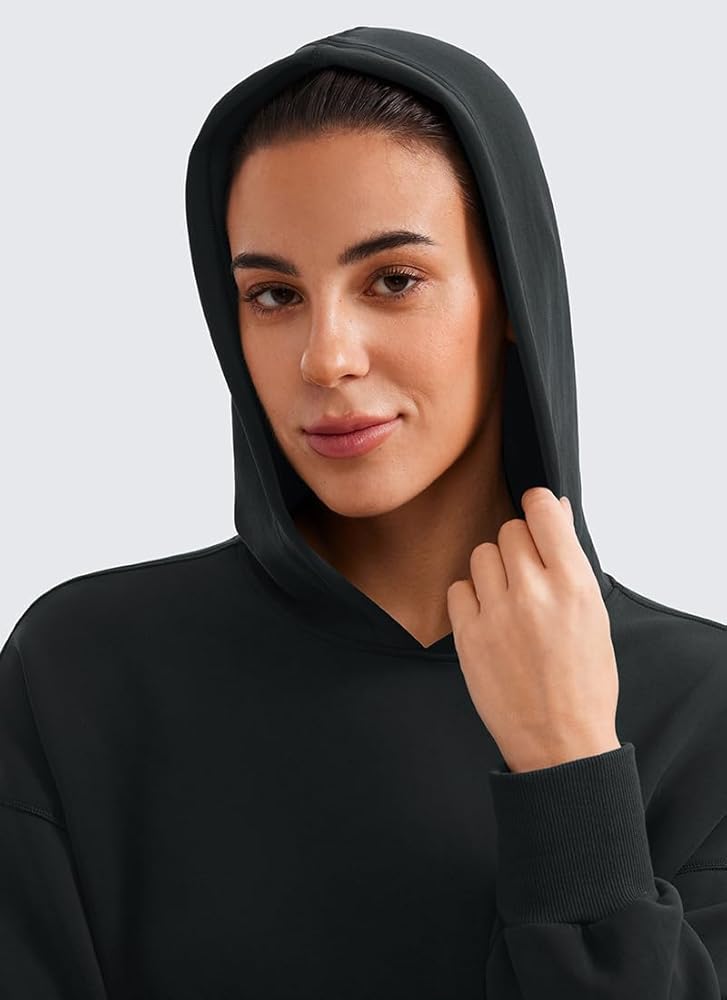 CRZ YOGA SoftAura Cropped Hoodies for Women - Long Sleeve Pullover