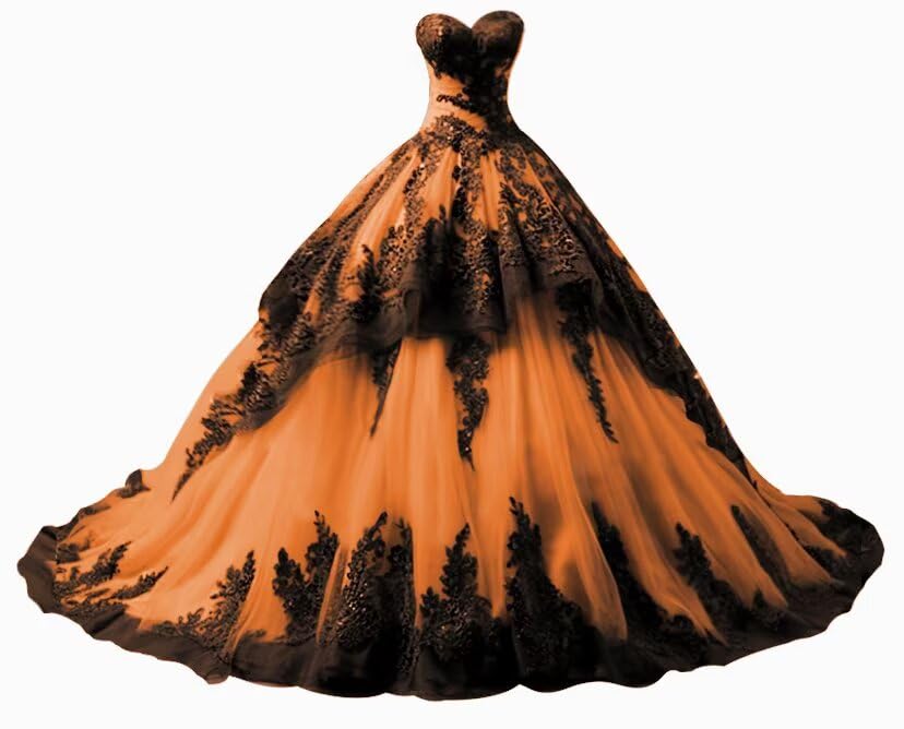 TRHTX Vintage Strapless Wedding Dresses for Bride with Black Appliques Puffy Layered Tulle Bridal Gown