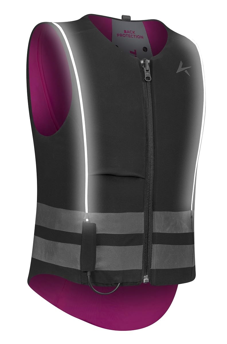 Komperdell - Chaleco protector Ballistic High Visibility Junior para equitación - Color: rosa/negro - Tallas: 116-152