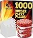 Antihaftbeschichtete, Gewachste Burgerpapiere – 1000 Blatt Quadratisches Patty Papier – perfekt für BBQ & Burger – Leicht zu Trennen, Auch Für Kühlschrank Oder Gefrierschrank
