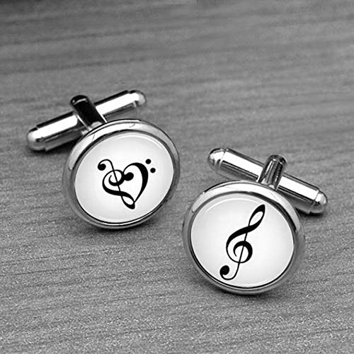 chen jian xin muziek noot manchetknopen, Treble Clef en Bass Clef ronde glas handgemaakte manchetknopen - Image 3