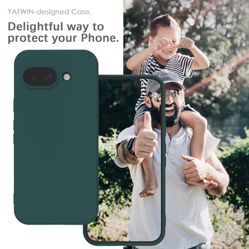 YATWIN Hülle für Google Pixel 9a, Silikon Handyhülle mit Futter, 1mm Kamera und Displayschutz, Dünn & Leicht, Anti Kratzer Case, Grün 2