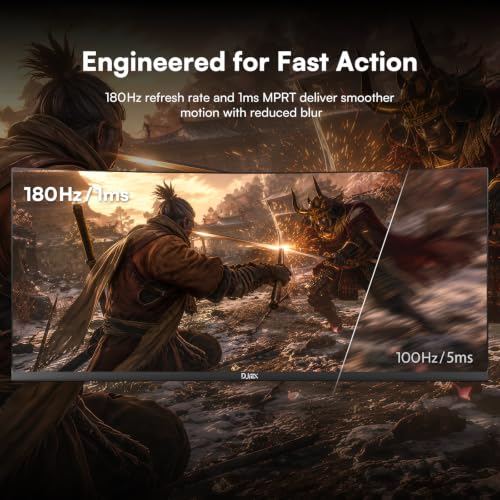 Image of 34 Inch Curved Gaming Computer Monitor with 180Hz Refresh Rate, WQHD 3440x1440, 127% sRGB, FreeSync,1500R Curvature & 178 Viewing Angle, Height Adjustable Base for Gaming, Business