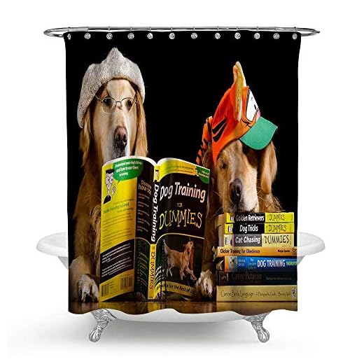 Extra långa duschdraperier med 12 duschdraperiringar roliga djur hund polyester duschdraperi mögelbeständig vattentät 240 x 200 cm