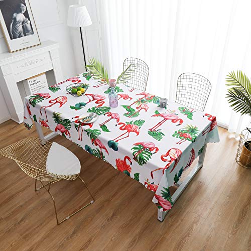 Best Deal Product iLiveX Tablecloth - Original Design Art Printing Table Cloth - Machine Washable Spillproof Rectangle Table Cover - Indoor Outdoor Party Picnic Patio Spring Summer Decoration - 60"x102" (Flamingos)