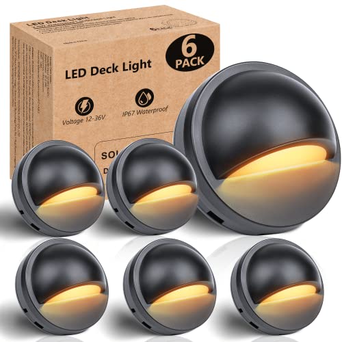 Hiboitec Low Voltage Led Deck Lights, 2.5W Landscape Step Stair Railing Light Ip67 Waterproof, Outdoor Accent Lighting Garden Post Fence Light 2700K Warm 12-36V Ac/Dc Ul-Listed Cord 6 Pack #TOP9