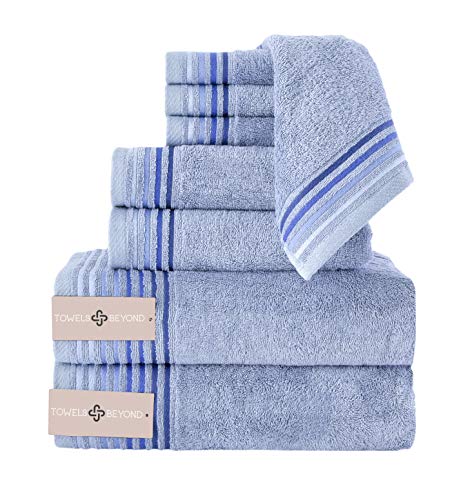 Towels Beyond - Luxury Bamboo Towels for Bathroom - 2 Bath, 2 Hand and 4 Wash Cloths Towels, Blue