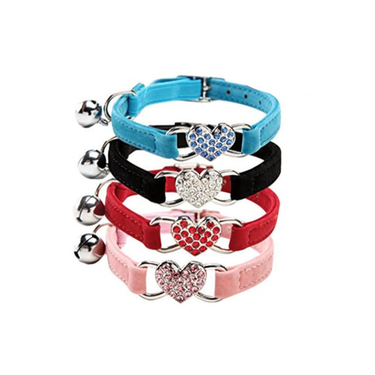 Toddmomy 2pièces Collier Réglable pour Chat Forme De Cœur avec Décor Rhinestones Et Clochette Accessoire Élégant pour Chats Et Chatons Rose