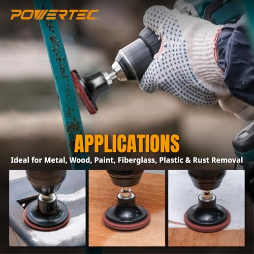 Image of POWERTEC 2-Inch R-Type Sanding Disc Holder, 1 /4 inch Shank Quick Change Pad Holder for Die Grinder, Power Drill & Rotary Tools - for Surface Conditioning, Polishing, Grinding & Rust Removal, 2PK (11404)