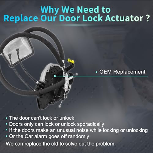 Image of X AUTOHAUX Replacement Front Left Driver Side Power Door Lock Actuator Motor with Cable for Infiniti Q50 2014-2020 Door Latch Actuator Assembly Replace No.805014HB0A Black