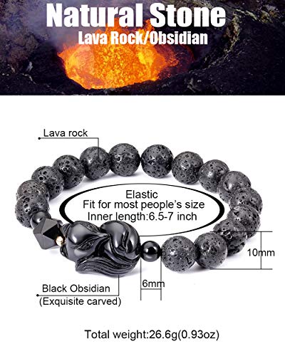 Lava Rock Howlite Obsidian Fox Bracelet for Women Men Lucky Gifts Essential Oil Diffuse Yoga Meditation Elastic Friendship Bracelets2