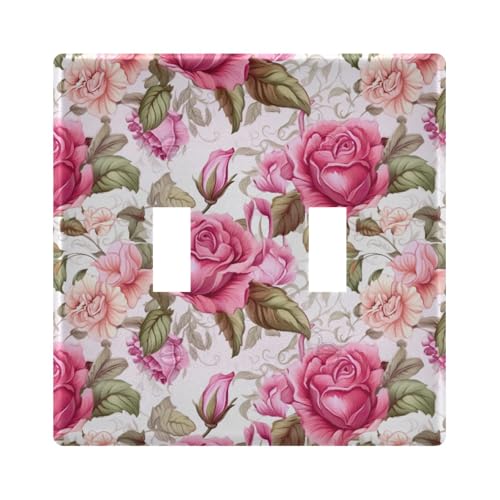 UMIRIKO Pink Rose Flower Light Switch Cover Plate Covers Decorative Double Toggle Home Decor 202a8742