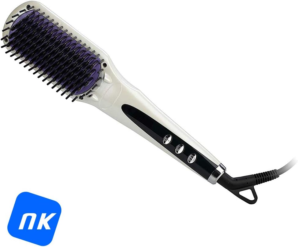 NK Cepillo alisador NK-CA3130-P - Potencia 50 W, 230 °C, 4 cm de Anchura, Iónico, Cable Incorporado, Color Blanco