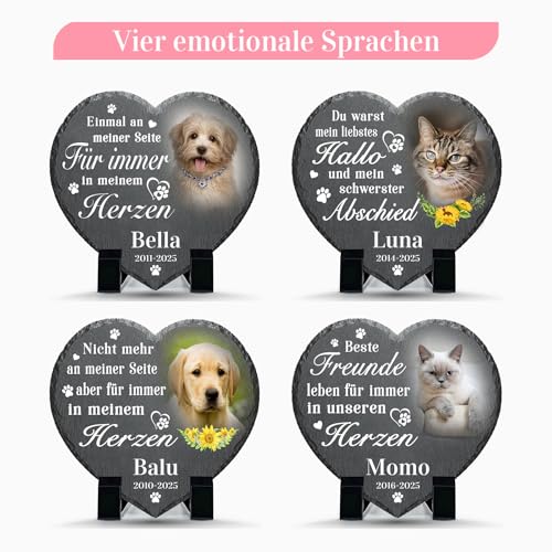 Personalisierte Haustier-Gedenktafel, Haustier-Gedenkgeschenk, Katzen-Gedenkstein, Hunde-Gedenkstein bei Verlust von Hund oder Katze, wetterfestes Outdoor-Andenken für Haustiere