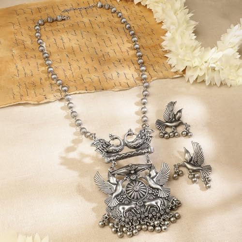 Image of Rubans Oxidised Necklace Set Indian Tribal Style Ethnic Jewellery Gift for Women & Girls