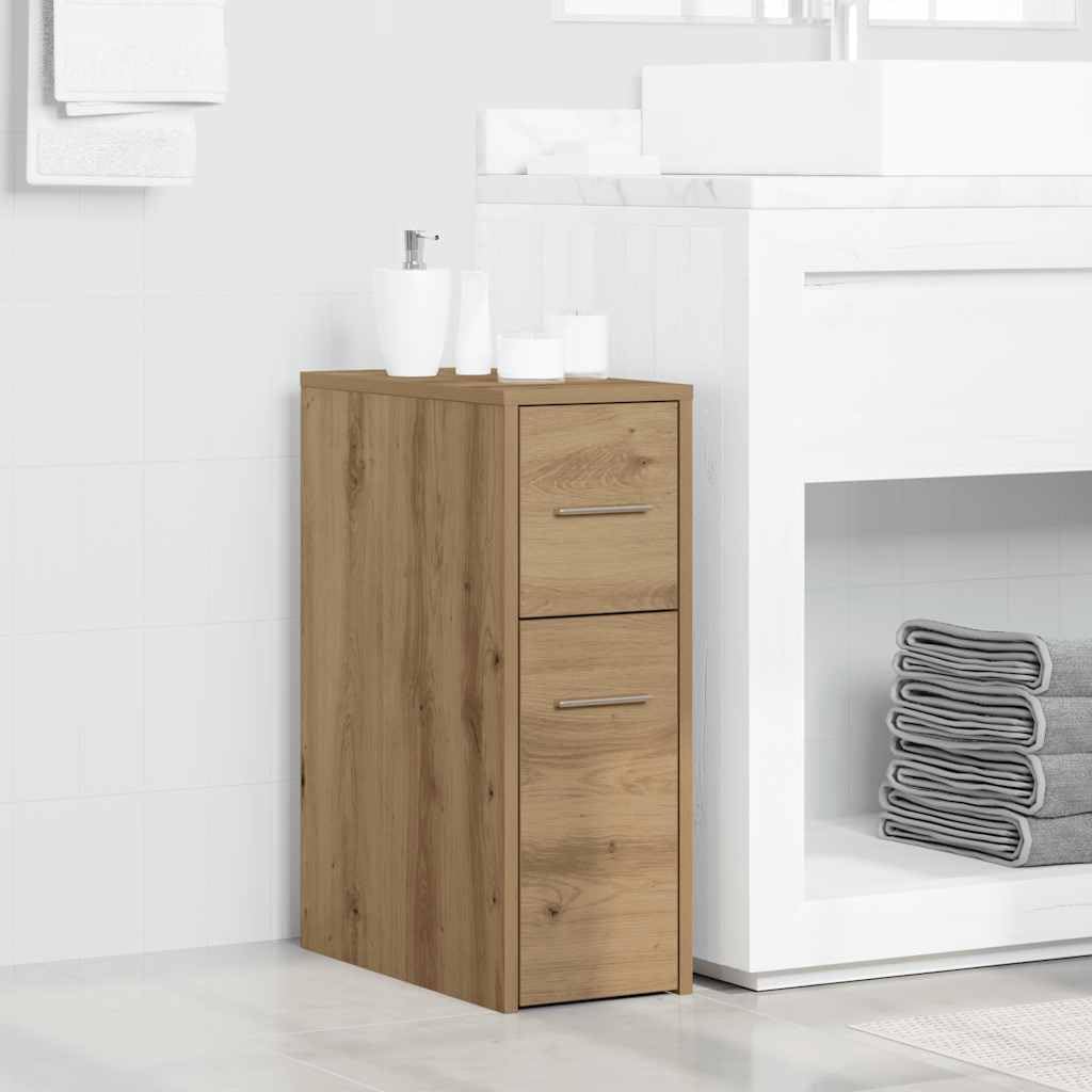 vidaXL Armario de baño Estrecho con Ruedas Madera Roble artisian