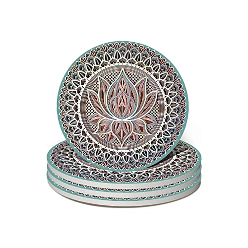 Mandala-Coasters-for-DrinksDoawbang-Absorbent-Ceramic-Stone-Coasters-Set-of-4-Cork-Base-Marble-Art-Cups-Table-Mats-for-Home-Decor-Green Mandala Coasters for DrinksDoawbang Absorbent Ceramic Stone Coasters Set of 4 Cork Base Marble Art Cups Table Mats for Home Decor Green
