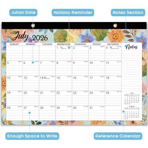 Image of 3 Pack of Desk Calendar 2026-2027, 18-Month Calendar Runs from July 2026 to December 2027, Large 17 inch x 12 inch Monthly Desktop & Wall Calendar for Home & Office - Botanic Whimsy