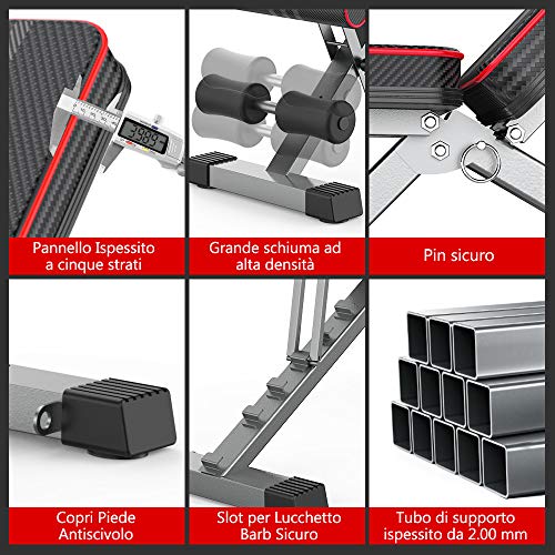 Panca Pesi Pieghevole 300 Kg - Panca Inclinata Regolabile Per Allenamento Casa E Palestra - Foto 8