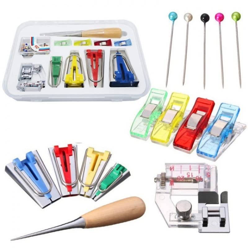 DIY 60 sets Fabric Bias Binding Tape Maker multi-function piping belt maker sewing Bias Tape Maker Patchwork machine accessories - (Color: MULTI)