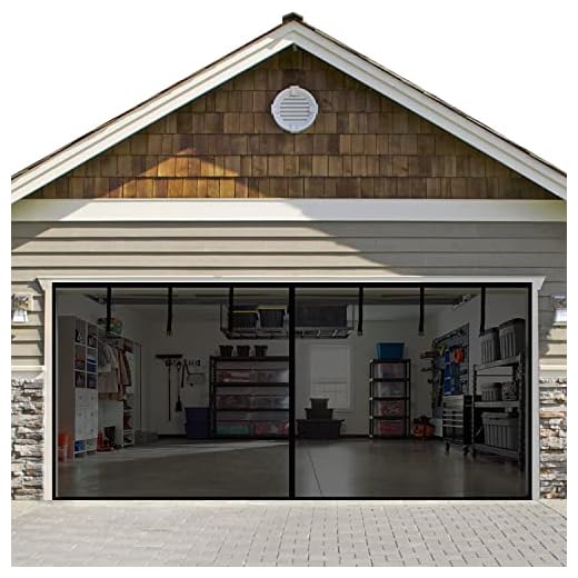 Garage Door Screen for 2 Car Garage Door, 16x7FT Retractable Magnetic Closure Garage Screen, Heavy Duty Bottom Door Screen, Fiberglass Garage Screen Door Kit, Hands Free Magnet Mesh Screen Door