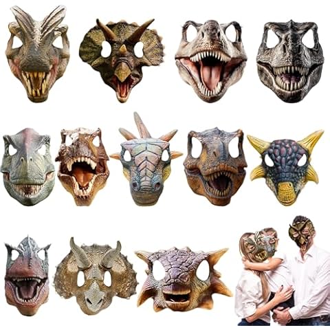 Minatee 24 Pieces Jurassic Dinosaur Masks Kids Dinosaur Birthday Funny Masks for Kids Party Supplies Halloween Dinosaur Mask Theme Birthday Gifts for Boys and Girls Cover