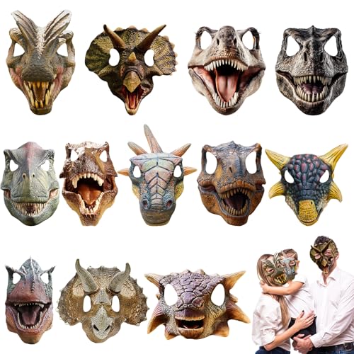 Minatee 24 Pieces Jurassic Dinosaur Masks Birthday Decorations for Kids Party Supplies Animal Party Mask Theme Birthday Gifts for Boys Girls