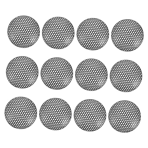 Ipetboom 12個 マイク用の小さなメッシュ カバー スピーカープロテクター Diyスピーカーグリル マイクアクセサリー サブウーファー マイク保護ネット マイクネットカバー 鉄 Black