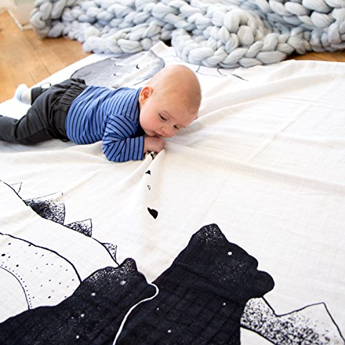 Image of JumpOff Jo - Baby Bundle: Baby Swaddle Blanket & 24 Milestone Cards - Photoshoot Props, Soft Breathable Blanket, 47 inch x 47 inch (Mama Bear Black)