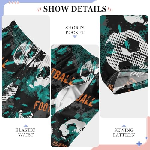 ZZXXB Football Sport Pattern Boys Long Pants Soft Trousers Elastic Waist Kids Lounge Bottoms with Pockets S-XL4