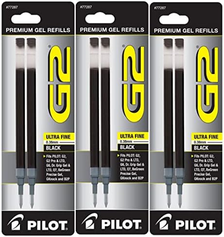 Pilot G2 Gel Ink Pen Refills, Ultra Fine Point, 0.38mm, Black Ink, 6 Refills image 2