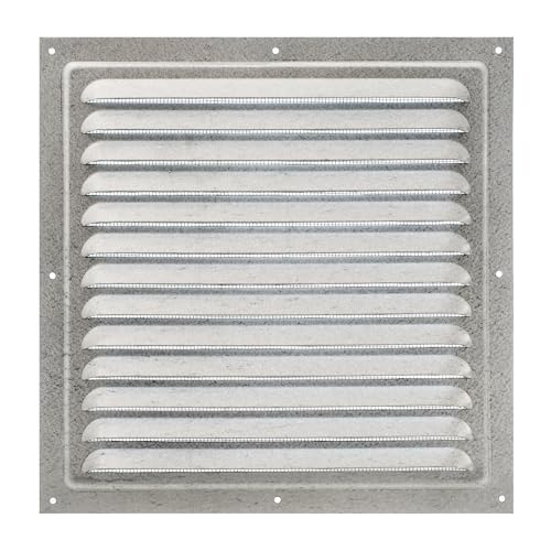 Metal Air Vent Cover, Galvanised Steel Ventilation Grille with Insect Mesh, Indoor & Outdoor Vent Grid, Low‑Profile 8 mm