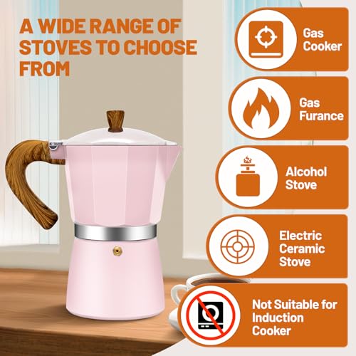 Image of 3 Cup Aluminum Espresso Stovetop Moka Pot Express Coffee Maker Percolator Italian Classic Mocha Coffee Machine for Italian and Cuban Cafe Brewing for Home & Camping 150ml 5oz
