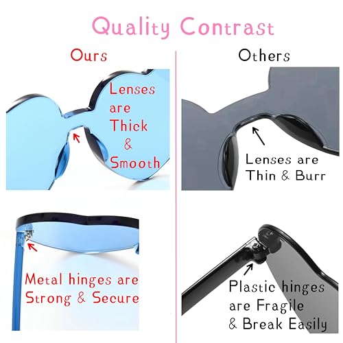 OLIN Heart Thick Oversized Rimless Sunglasses One Piece Eyewear Colored Sunglasses for Women2