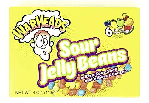Warheads Sour Jelly Beans 6 Assorted Fruity Flavors, 4oz Box