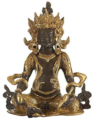 Exotic India Kubera (Dios de la riqueza) - Estatua de latón - Color marrón dorado Cover
