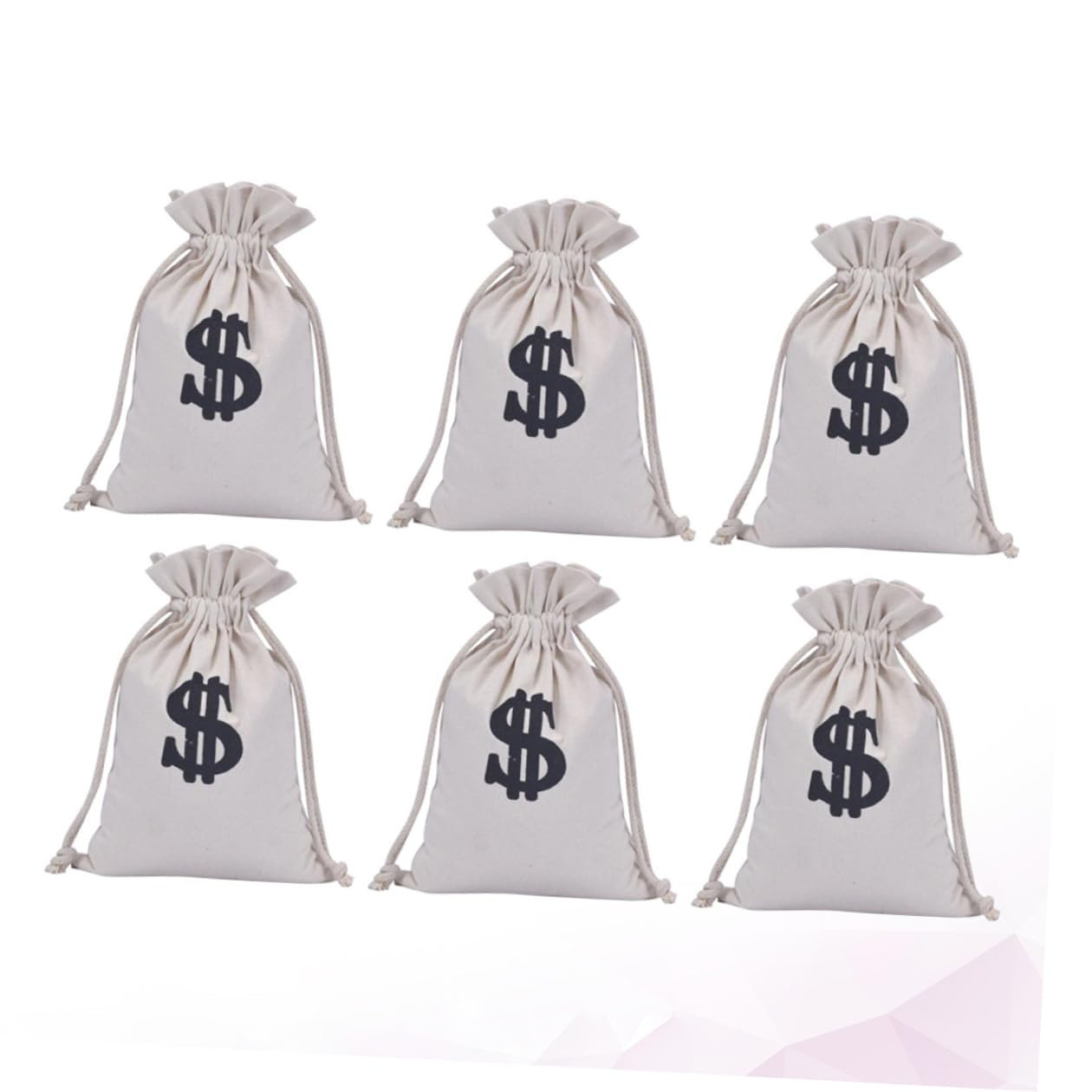 Pochettes à Cordon 6 Pièces en Tissu Blanc pour Bijoux